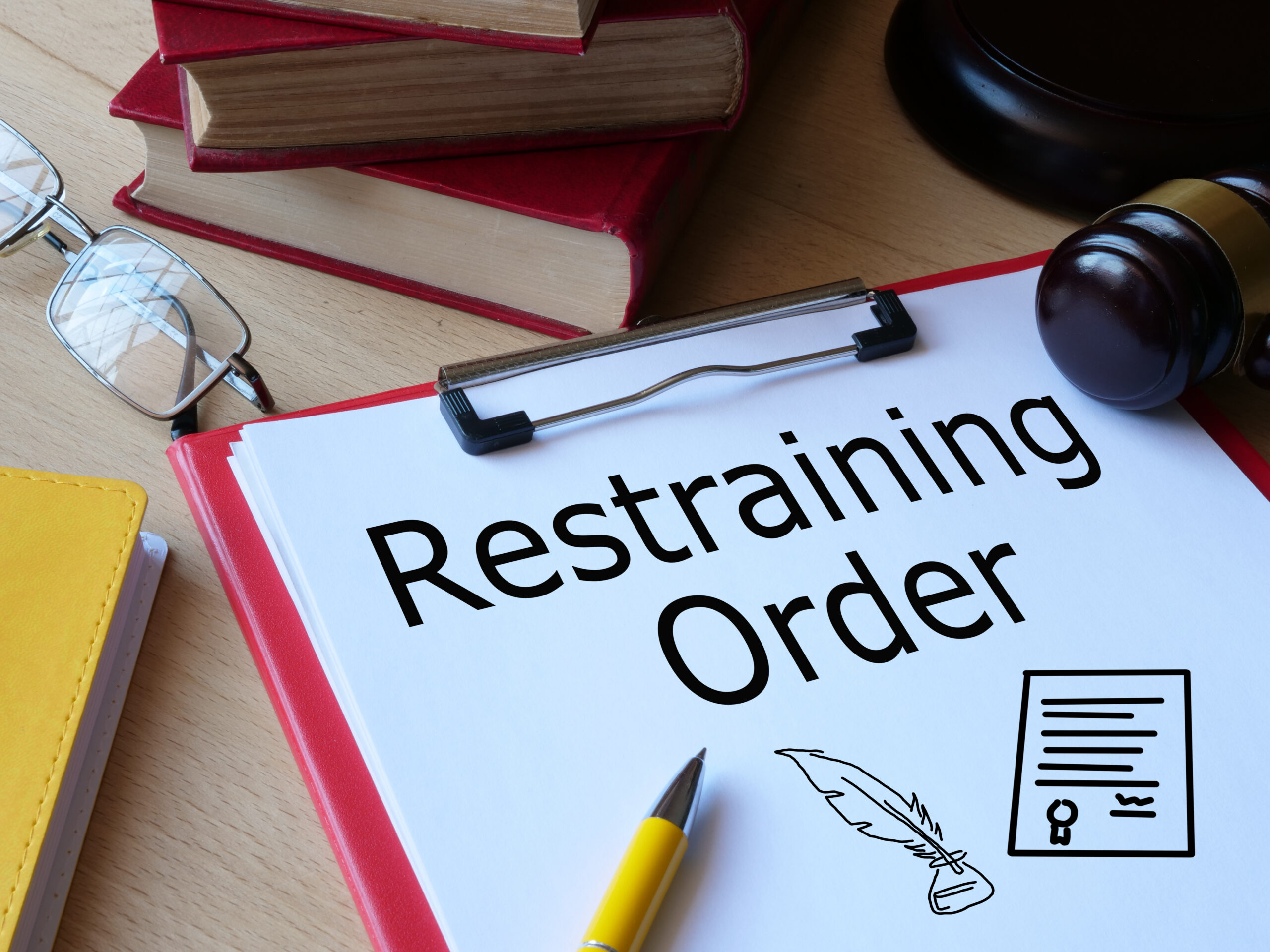 Restraining Order is shown on a photo using the text